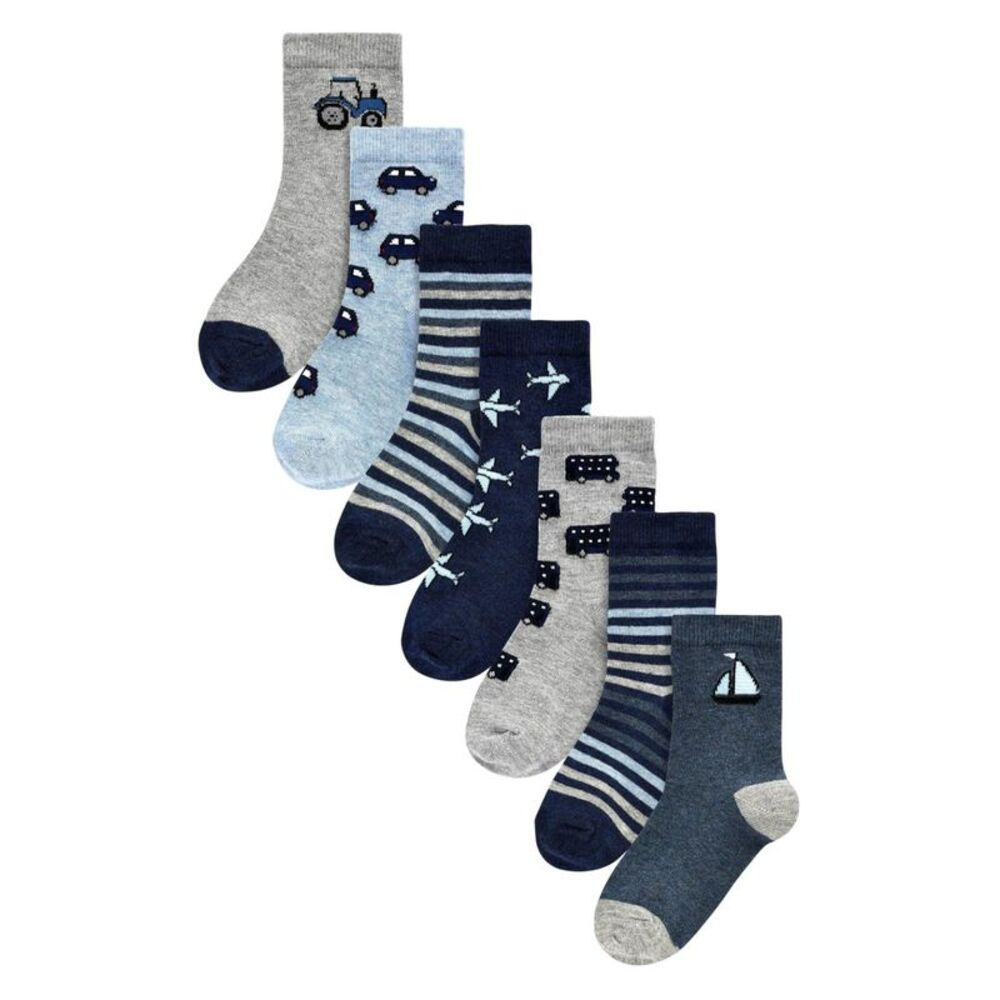 Ex Store Childrens/Kids Transport Cotton Socks (Pack of 7) / Multicolored